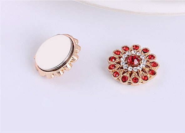 2 Pcs Luxury Diamond Flower Hijab Brooch