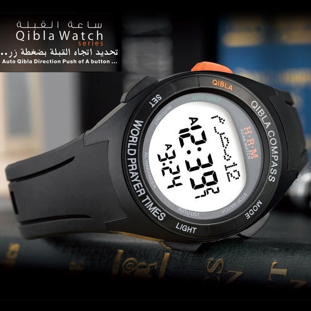 Casual Sporty Azan Wrist Watch with Prayer Alarm Qibla and Hijri Calendar